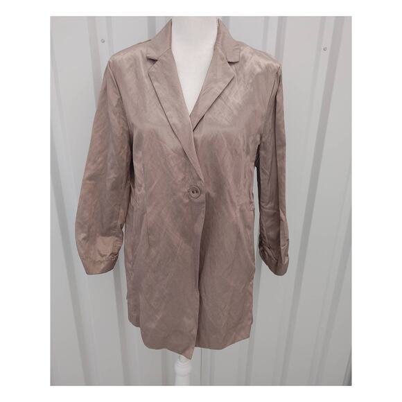 Ruby Rd Blazer Single Button Ruched Sleeve Sz 14 Champagne Metallic - Picture 1 of 4